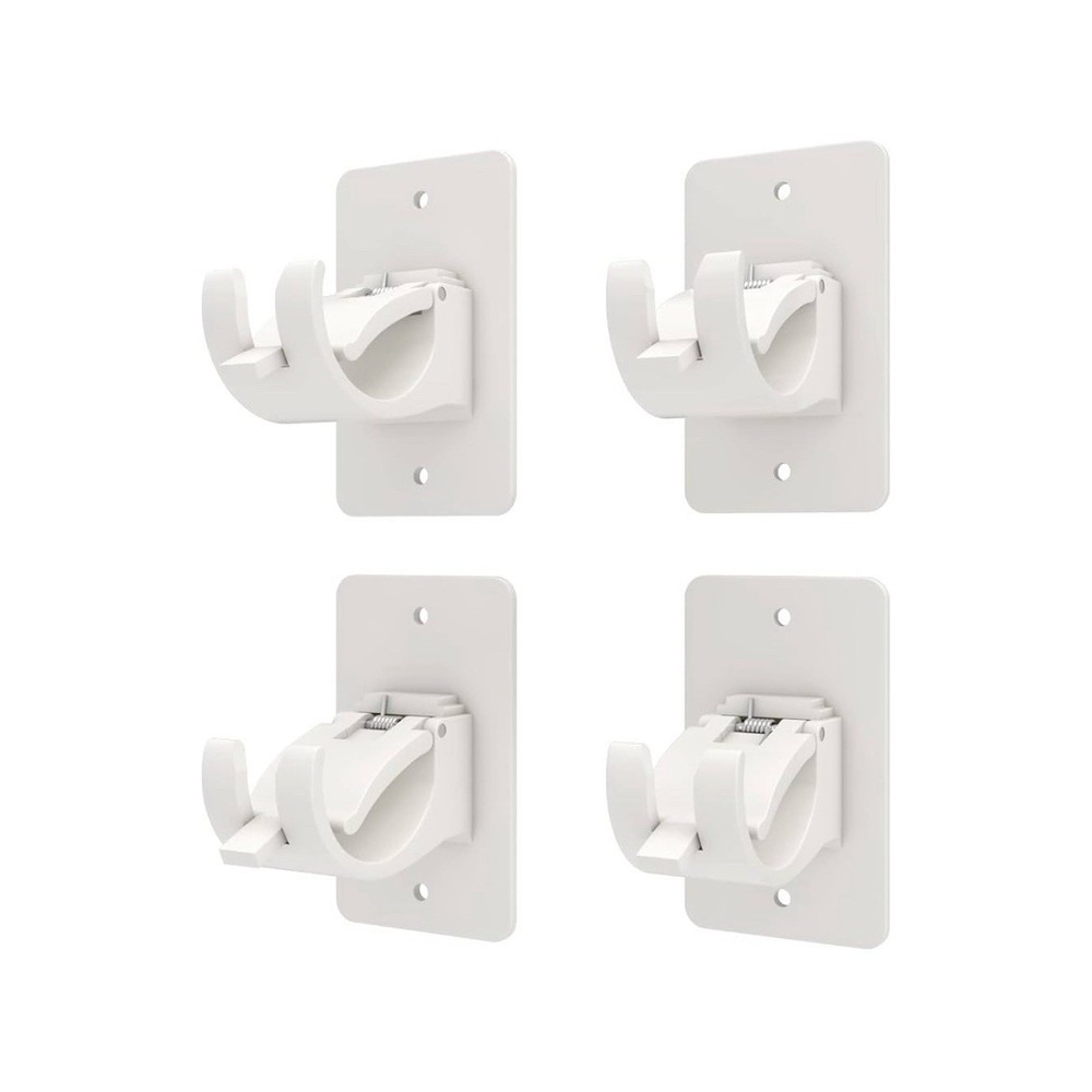 4Pcs Nail Free Adjustable Curtain Rod Clip Brackets Self Adhesive Holder Hook T2